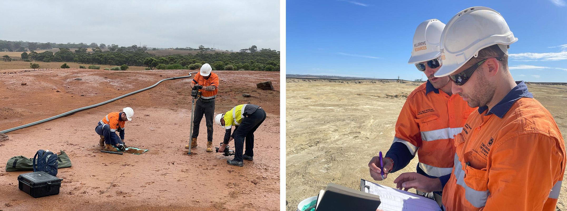 Francesco Colombi doing sampling fieldwork at the Kanmantoo copper (Cu) mine site, South Australia 
