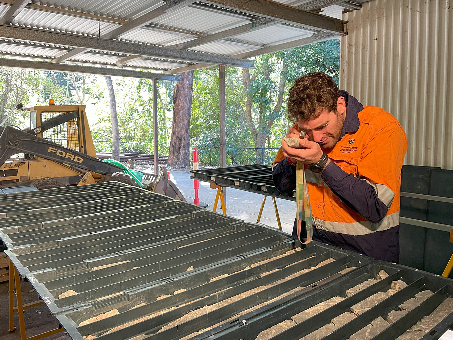 Francesco Colombi examining drillcore