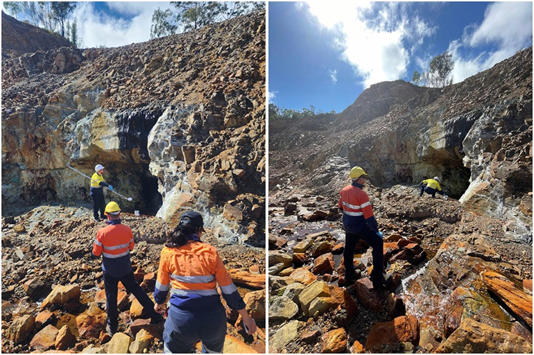 AIBN sampling team with MIWATCH’s Olivia Mejías at Baal Gammon mine 