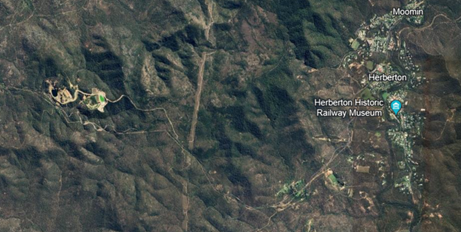 Map showing the Baal Gammon mine and Herberton sites