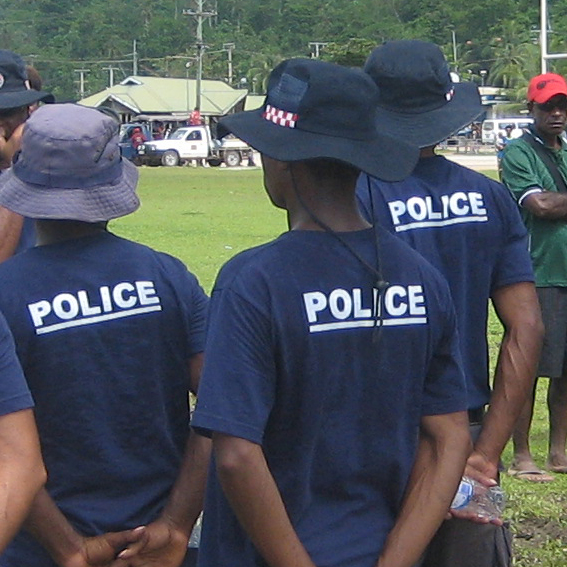 Line up of police recruits
