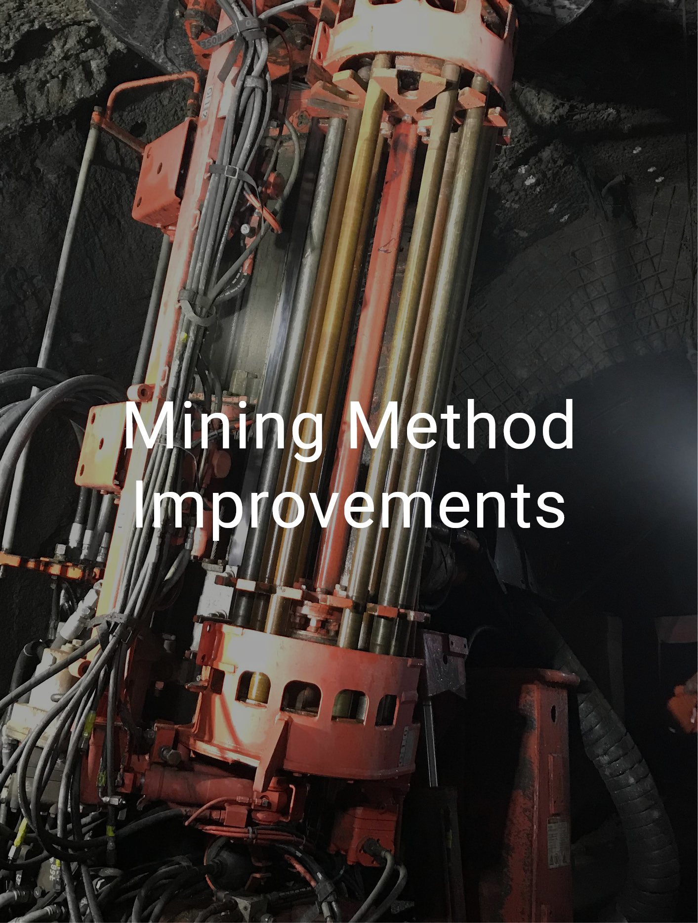 text 'Mining Method Improvements' over background of mining equipment