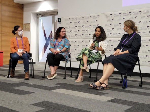 Dr Annie Lau (SEES), Dr Karen Evans (CSIRO), Dr Kam Bhowany (MIWATCH) and Dr Melanie Flinch (JCU) on a panel for the Dorothy Hill Symposium 2022 