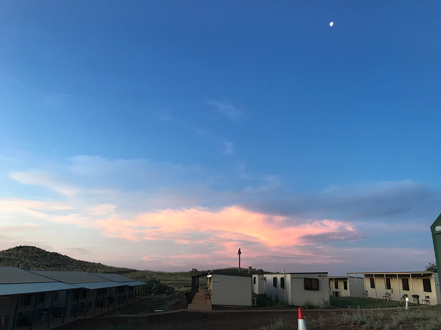 Dusk and clouds on the horizon at Mineral Resources Limited site.