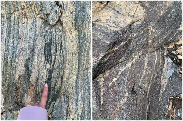 Closeup of rock face textures at Posselts Cutting