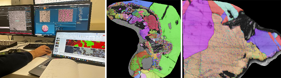 Collage images- Olivia using the EBSD instrument, two region of interest maps