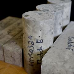 Concrete samples containing ore-sand from Newmont’s Cadia copper-gold operation in NSW, Australia. 