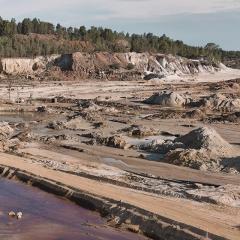 Aerial of a sand quarry