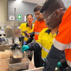 ARC students performing flotation test wearing PPE