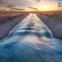 irrigation canal with flowing water