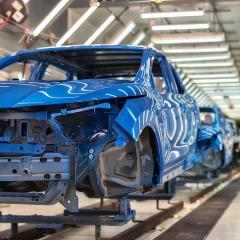 cars on a production line in factory