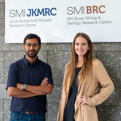 Dr Hafiz Ilyas and Dr Kristy Nell at the UQ Indooroopilly mine site