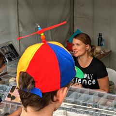 Dr Kristy Guerin speaking with attendees at the World Science Festival Brisbane.