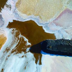Gold mine tailings dam in South Australia showing amazing colour variation